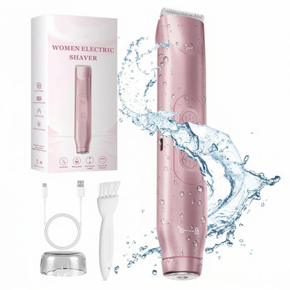 Bikini Trimmer for Women, Electric Shaver and Razor Rechargeable 2-in-1 Body and Facial Epilator, Dual Heads for Painless Trimming of Pubic Hair, Face, Underarms and Legs, IPX7 Waterproof. Christmas Gift New Year Gift Shaving Grooming