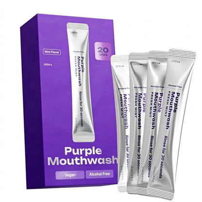 Purple Mouthwash - Sachets 20 Pack - Peroxide-Free - Alcohol Free - Vegan Mint