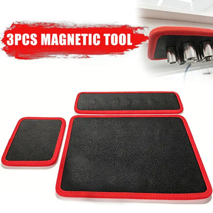 Magnetic Tool Mat & Holder 3-Pieces 12.8"x9.8" ,12.8"x4.3",4.3"x4.3" Flexible Magnetic Tray for Garage Workshop, Scratchproof PVC Surface with Non-Slip Grip | Auto Repair, Toolbox Organizer for Mechanics & DIY