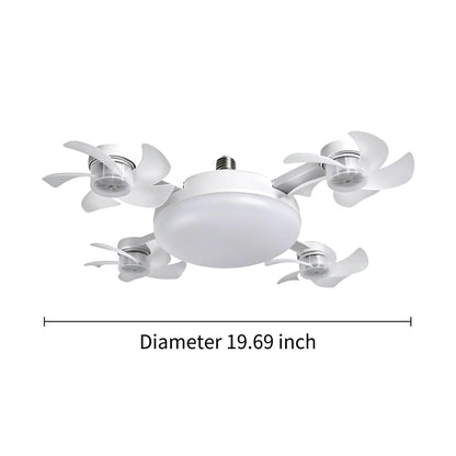 2026 New Socket Fan Light, Screw-in Ceiling Fan with Light and Remote Control, 2-in-1 E27 Dimmable LED Small Light Bulb Fan, Ultra-Quiet Energy-Saving Cooling Fan for Bedroom, Kitchen, Garage