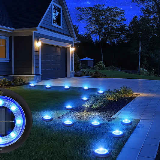 Solar Ground Lights Solar Powered Outdoor Disk Lights, Waterproof Landscape Lighting for Patio, Yard, Pathway, Walkway, Driveway – Available in 2 Pack / 8 Pack / 12 Pack