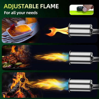 Powerful Propane Torch(Propane Tank Not Included),With One-Touch Max Fire Button and Safety Lock, Adjustable Blow Torch for Sous Vide Searing Steak, BBQ,Fireplace,Charcoal Wood