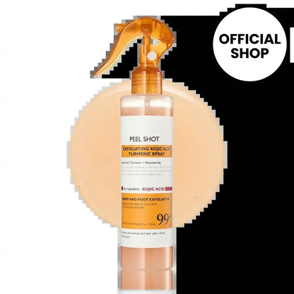 Peel Shot Keratin Care Kojic Acid Turmeric Spray 200ml Pore Clearing Exfoliating Formula Skin Repair Scrub