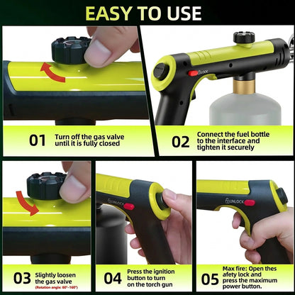 Powerful Propane Torch(Propane Tank Not Included),With One-Touch Max Fire Button and Safety Lock, Adjustable Blow Torch for Sous Vide Searing Steak, BBQ,Fireplace,Charcoal Wood