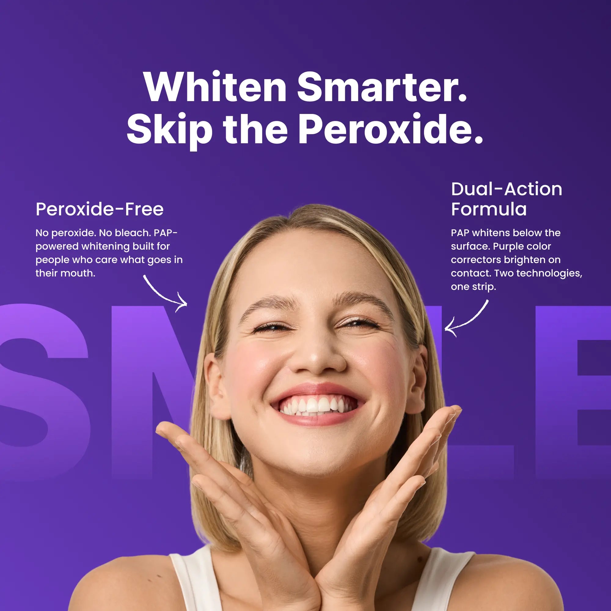 Purple Teeth Whitening Strips - 7/21 Whitening Sessions - Non Sensitive Teeth Whitening - Peroxide-Free