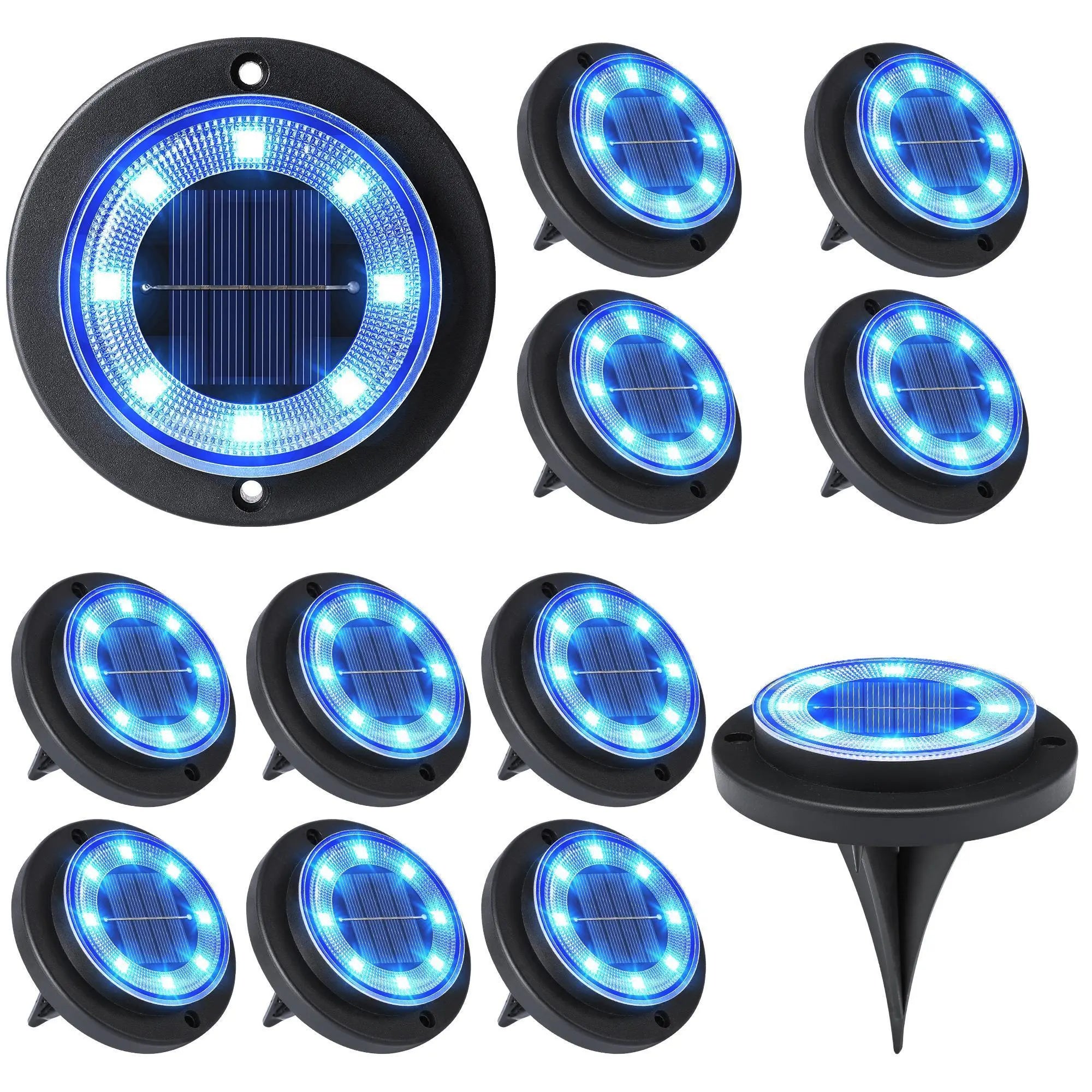 Solar Ground Lights Solar Powered Outdoor Disk Lights, Waterproof Landscape Lighting for Patio, Yard, Pathway, Walkway, Driveway – Available in 2 Pack / 8 Pack / 12 Pack
