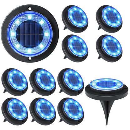 Solar Ground Lights Solar Powered Outdoor Disk Lights, Waterproof Landscape Lighting for Patio, Yard, Pathway, Walkway, Driveway – Available in 2 Pack / 8 Pack / 12 Pack