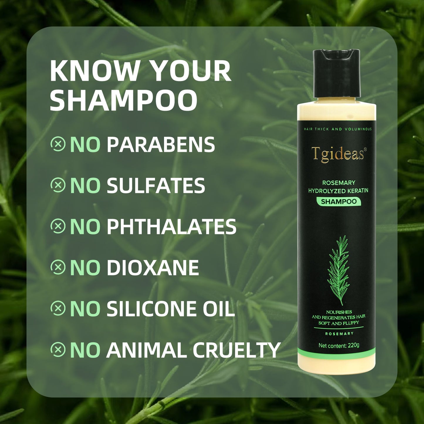 TgideasR Rosemary ShampooHair Growth & Anti-DandruffScalp Treatment