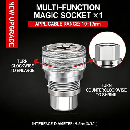 Multi-Function Universal Socket Wrench Tool - Universal Maintenance Tool, Adjustable Universal Socket Wrench, Universal Socket Tool for 3/8" Drive Ratchet Torque Wrench & Power Drill (Connecting rod random color)