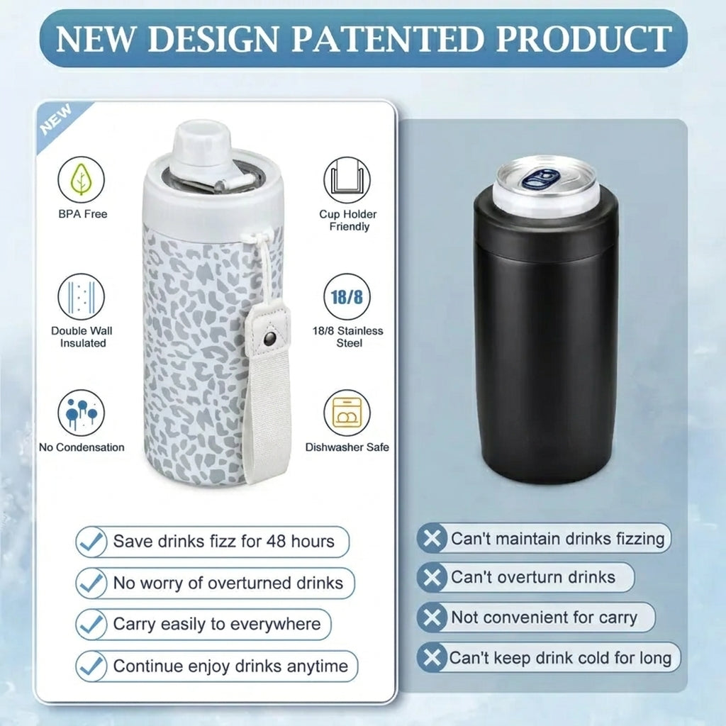 [Summer wins]Sealed Can Cooler Fizz Lid - Fits 12oz Cans, Slim Cans, 12oz Bottles & As Tumbler - Coffee Cup - Vacuum Insulated Stainless Steel Drinkware Flasks Beach Beverage Thermal Skinny Beach Mug Bottled Bottled Portable Portable Portable