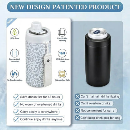 [Summer wins]Sealed Can Cooler Fizz Lid - Fits 12oz Cans, Slim Cans, 12oz Bottles & As Tumbler - Coffee Cup - Vacuum Insulated Stainless Steel Drinkware Flasks Beach Beverage Thermal Skinny Beach Mug Bottled Bottled Portable Portable Portable