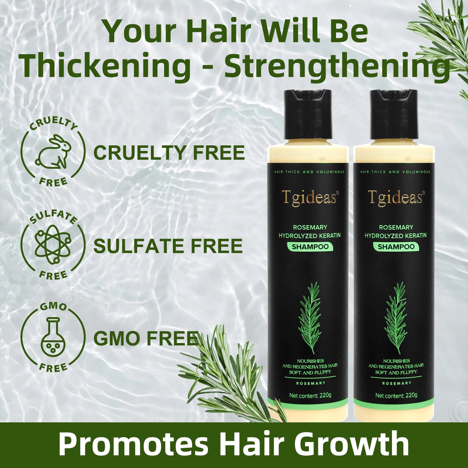 TgideasR Rosemary ShampooHair Growth & Anti-DandruffScalp Treatment