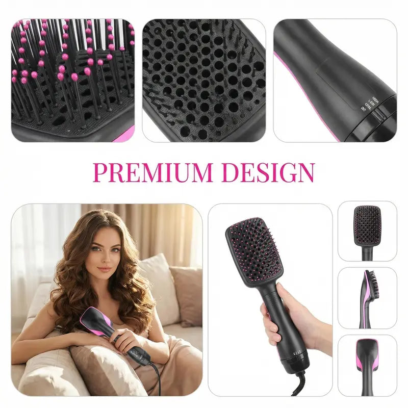 2-in-1 Hair Dryer Brush, Hot Air Brush for Curling & Straightening, Volumizing Blow Dryer Brush for Fast Styling #SummerVibes
