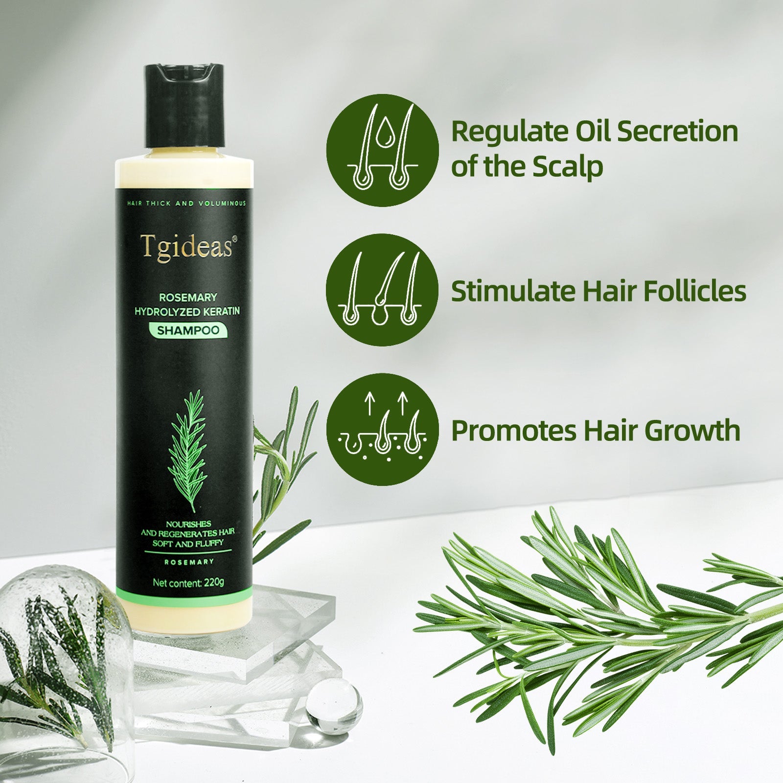 TgideasR Rosemary ShampooHair Growth & Anti-DandruffScalp Treatment