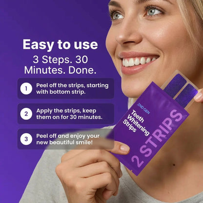 Purple Teeth Whitening Strips - 7/21 Whitening Sessions - Non Sensitive Teeth Whitening - Peroxide-Free