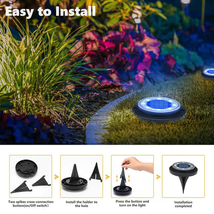 Solar Ground Lights Solar Powered Outdoor Disk Lights, Waterproof Landscape Lighting for Patio, Yard, Pathway, Walkway, Driveway – Available in 2 Pack / 8 Pack / 12 Pack