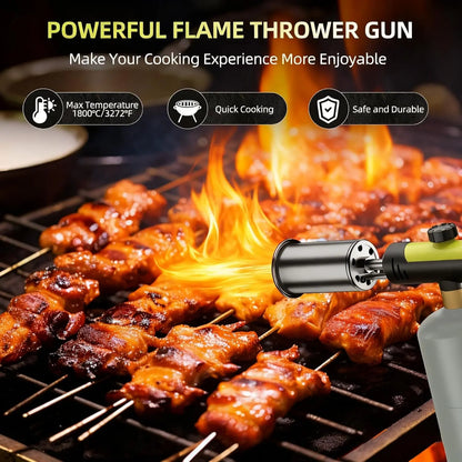 Powerful Propane Torch(Propane Tank Not Included),With One-Touch Max Fire Button and Safety Lock, Adjustable Blow Torch for Sous Vide Searing Steak, BBQ,Fireplace,Charcoal Wood