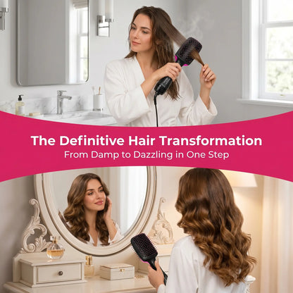 2-in-1 Hair Dryer Brush, Hot Air Brush for Curling & Straightening, Volumizing Blow Dryer Brush for Fast Styling #SummerVibes