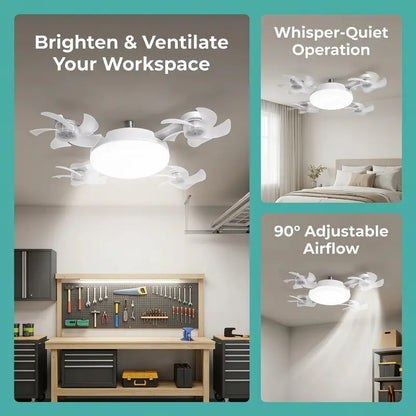 2026 New Socket Fan Light, Screw-in Ceiling Fan with Light and Remote Control, 2-in-1 E27 Dimmable LED Small Light Bulb Fan, Ultra-Quiet Energy-Saving Cooling Fan for Bedroom, Kitchen, Garage