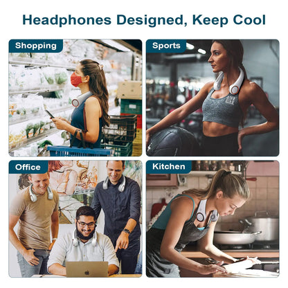 Neck Fan, Rechargeable Personal Portable, Hands Free wearable BatteryOperated 5 Speeds, USB Neck Cooling for Indoor Outdoor, Adjustable Width Fit, White Hands-Free Neck Fan with Digital Display Bladeless Neck Fan