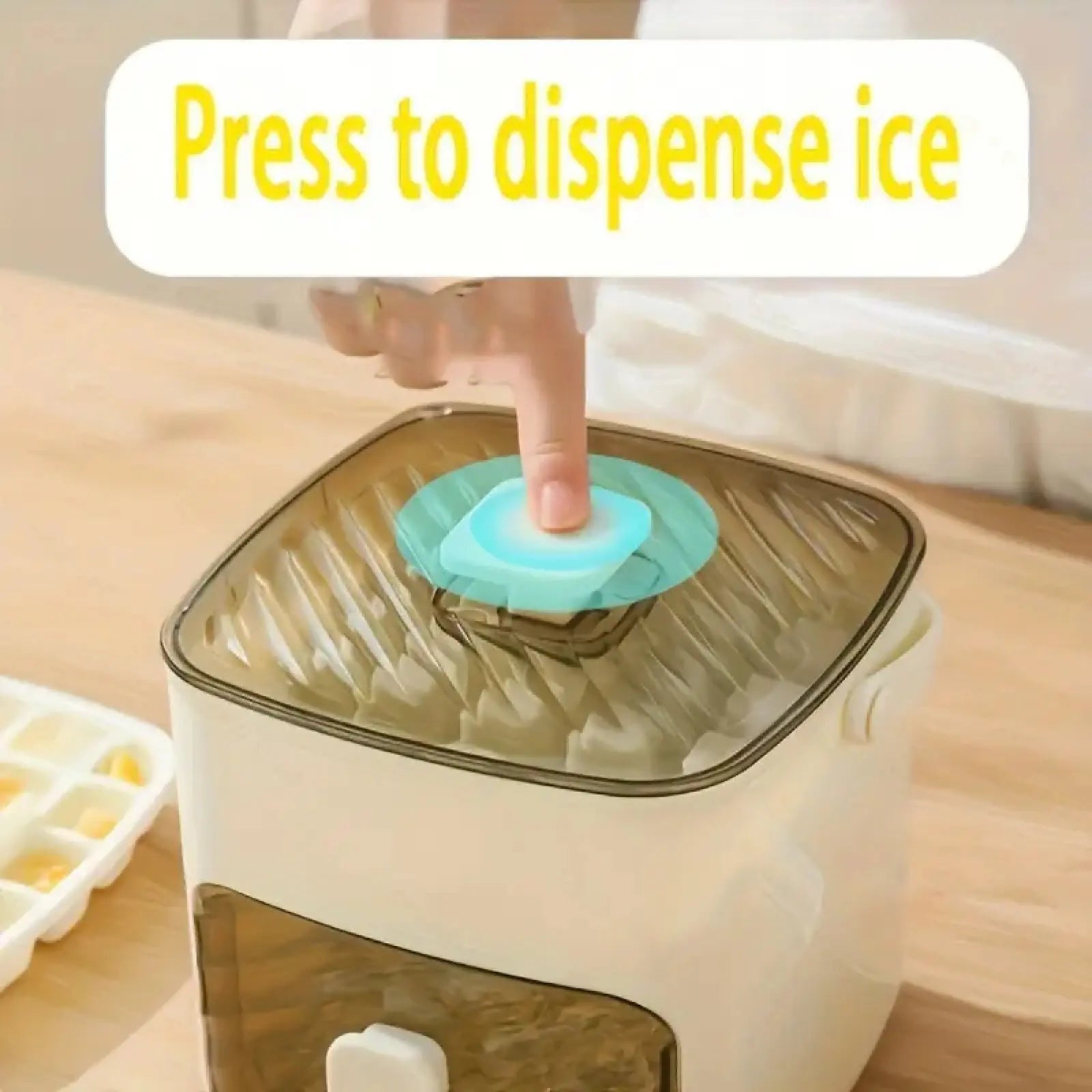 48-compartment ice maker with easy-press lid - Double-layer portable design, includes silicone tray, durable plastic construction, countertop ice maker, beverage cooling, suitable for homemade frozen foods and drinks, ideal for summer drinks.