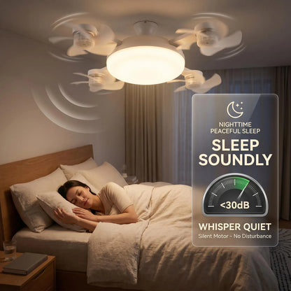2026 New Socket Fan Light, Screw-in Ceiling Fan with Light and Remote Control, 2-in-1 E27 Dimmable LED Small Light Bulb Fan, Ultra-Quiet Energy-Saving Cooling Fan for Bedroom, Kitchen, Garage