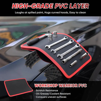 Magnetic Tool Mat & Holder 3-Pieces 12.8"x9.8" ,12.8"x4.3",4.3"x4.3" Flexible Magnetic Tray for Garage Workshop, Scratchproof PVC Surface with Non-Slip Grip | Auto Repair, Toolbox Organizer for Mechanics & DIY
