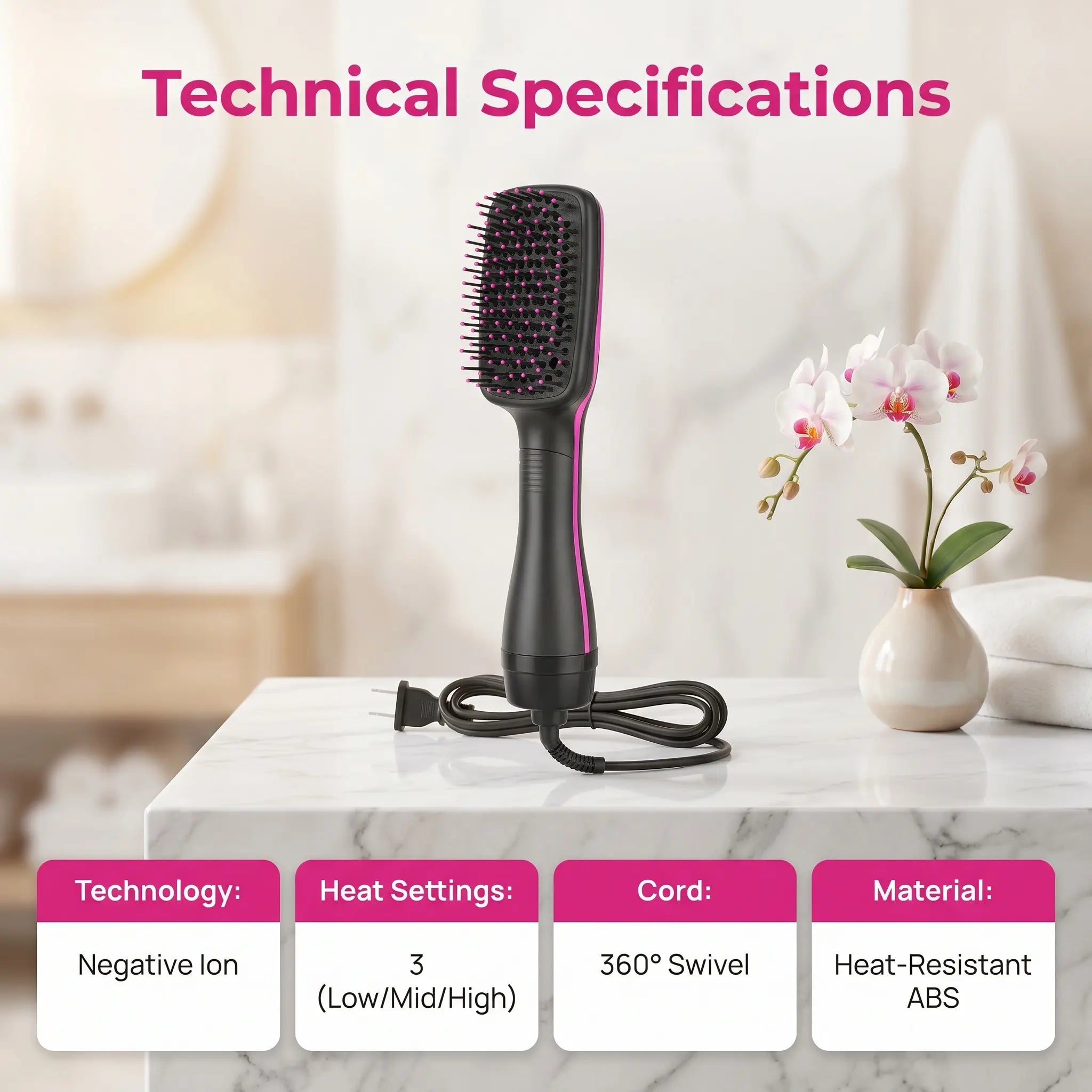 2-in-1 Hair Dryer Brush, Hot Air Brush for Curling & Straightening, Volumizing Blow Dryer Brush for Fast Styling #SummerVibes
