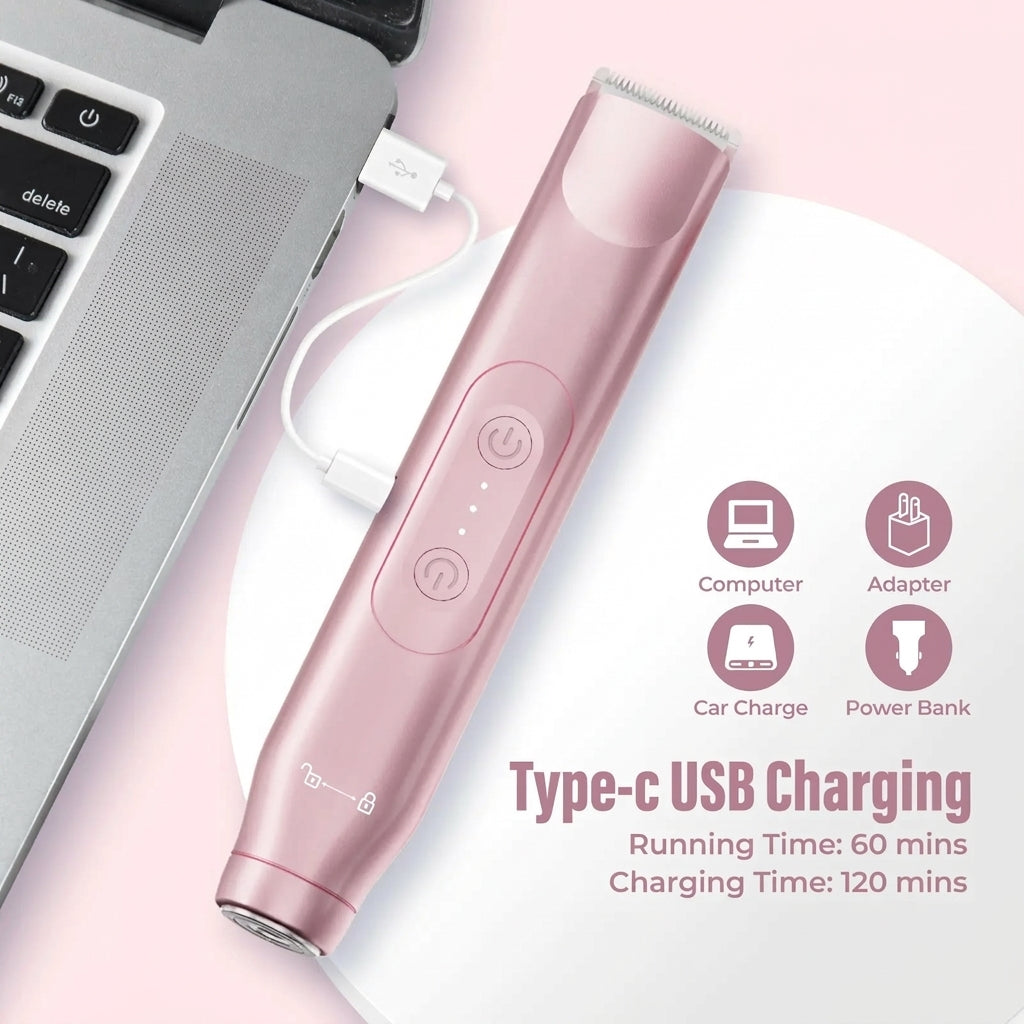 Bikini Trimmer for Women, Electric Shaver and Razor Rechargeable 2-in-1 Body and Facial Epilator, Dual Heads for Painless Trimming of Pubic Hair, Face, Underarms and Legs, IPX7 Waterproof. Christmas Gift New Year Gift Shaving Grooming
