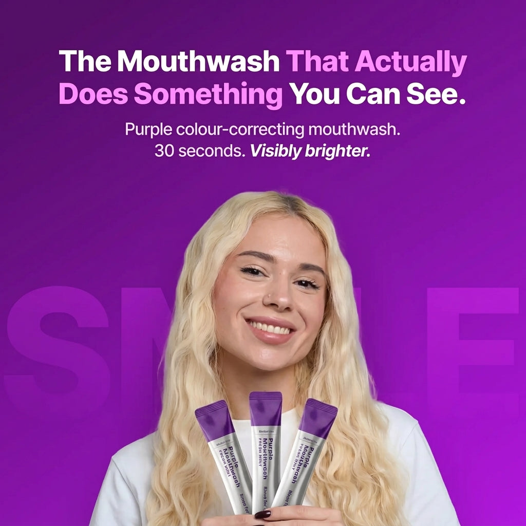 Purple Mouthwash - Sachets 20 Pack - Peroxide-Free - Alcohol Free - Vegan Mint