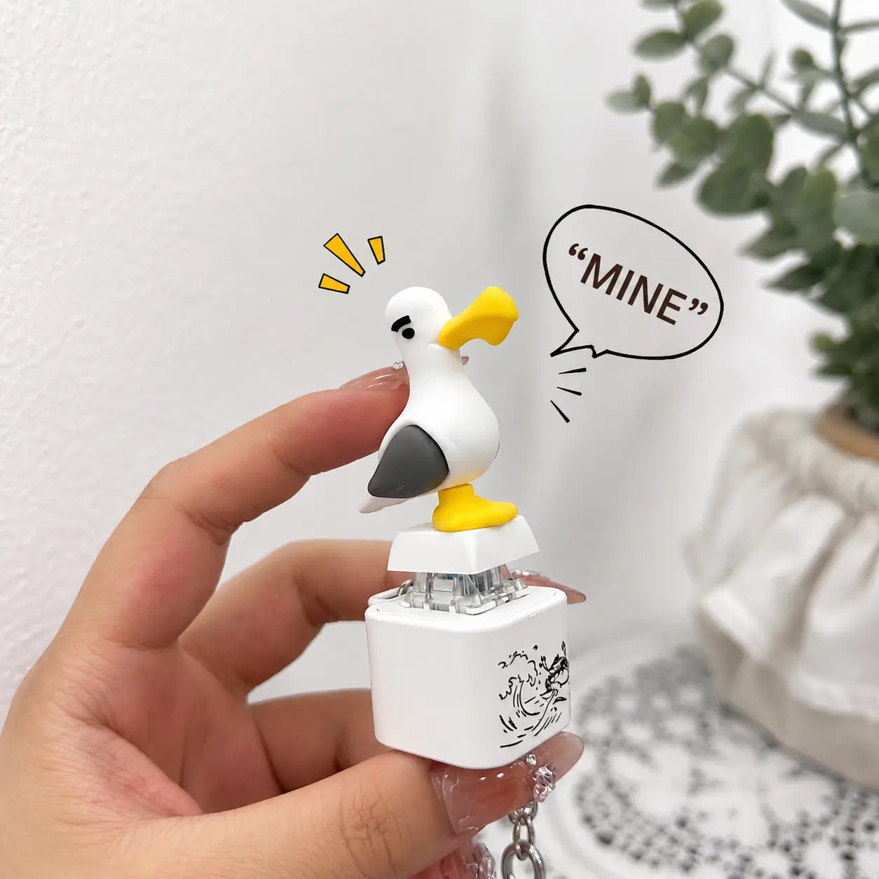 Seagull MINE! Button Keychain-Real Sound & LED Light, Funny Interactive Gift for Friends & Family summerwins