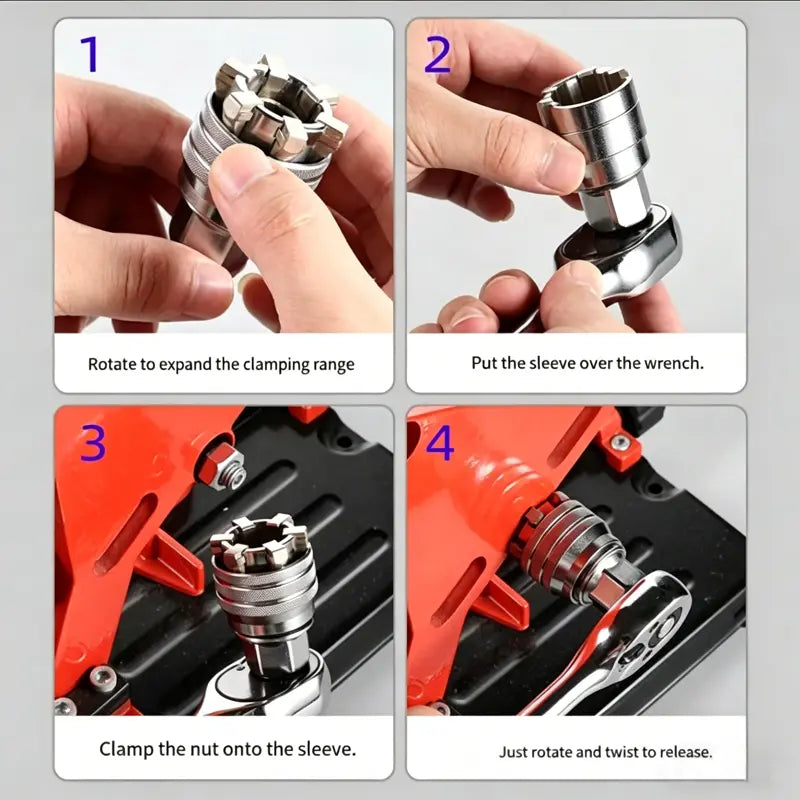 Multi-Function Universal Socket Wrench Tool - Universal Maintenance Tool, Adjustable Universal Socket Wrench, Universal Socket Tool for 3/8" Drive Ratchet Torque Wrench & Power Drill (Connecting rod random color)