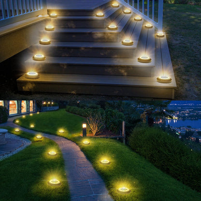 Solar Ground Lights Solar Powered Outdoor Disk Lights, Waterproof Landscape Lighting for Patio, Yard, Pathway, Walkway, Driveway – Available in 2 Pack / 8 Pack / 12 Pack