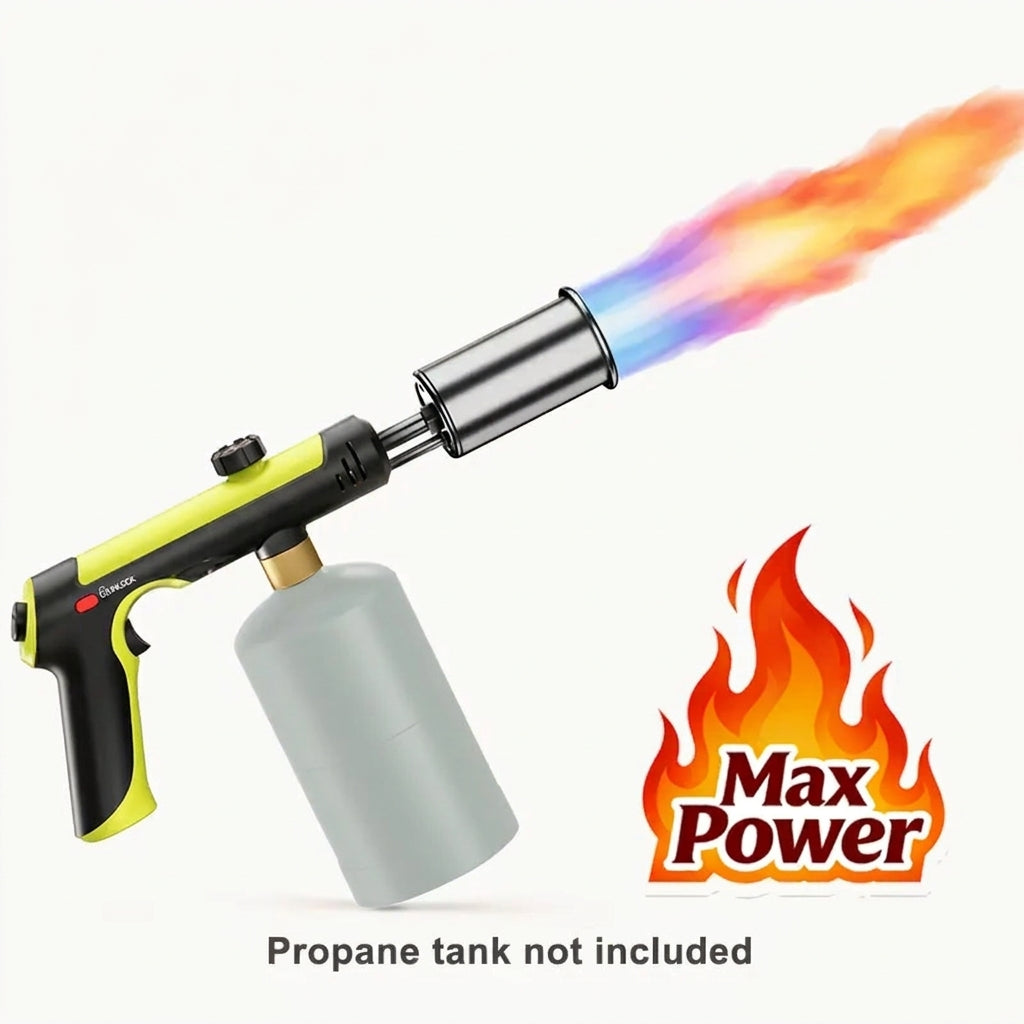 Powerful Propane Torch(Propane Tank Not Included),With One-Touch Max Fire Button and Safety Lock, Adjustable Blow Torch for Sous Vide Searing Steak, BBQ,Fireplace,Charcoal Wood