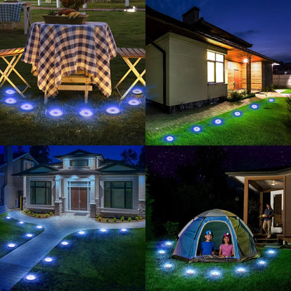 Solar Ground Lights Solar Powered Outdoor Disk Lights, Waterproof Landscape Lighting for Patio, Yard, Pathway, Walkway, Driveway – Available in 2 Pack / 8 Pack / 12 Pack