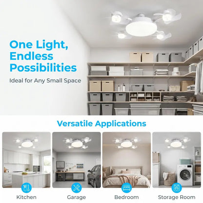 2026 New Socket Fan Light, Screw-in Ceiling Fan with Light and Remote Control, 2-in-1 E27 Dimmable LED Small Light Bulb Fan, Ultra-Quiet Energy-Saving Cooling Fan for Bedroom, Kitchen, Garage