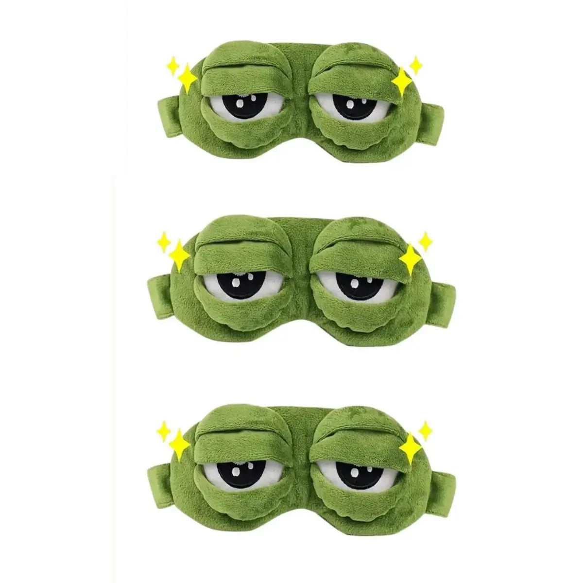 Frog Sleep Mask — A stylish, shimmering sleep mask featuring an adorable "Sad Frog" design. This fun, plush eye mask is perfect for travel, yoga, napping, and light-blocking; its soft cotton lining gently cares for sensitive skin.