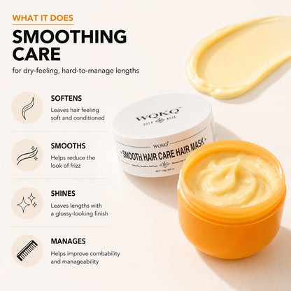WQKQ Smooth Hair Care Hair Mask 250g – Deep Conditioning Treatment for Dry, Frizzy & Damaged Hair – with Panthenol, Hydrolyzed Keratin & Hyaluronic Acid – Soft, Smooth, Glossy Finish – For All Hair Types