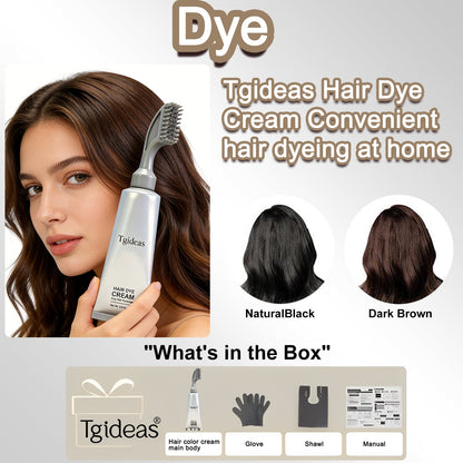 Tgideas Comb - In Hair DyeCream for Gray Coverage -Natural Black & Dark Brown