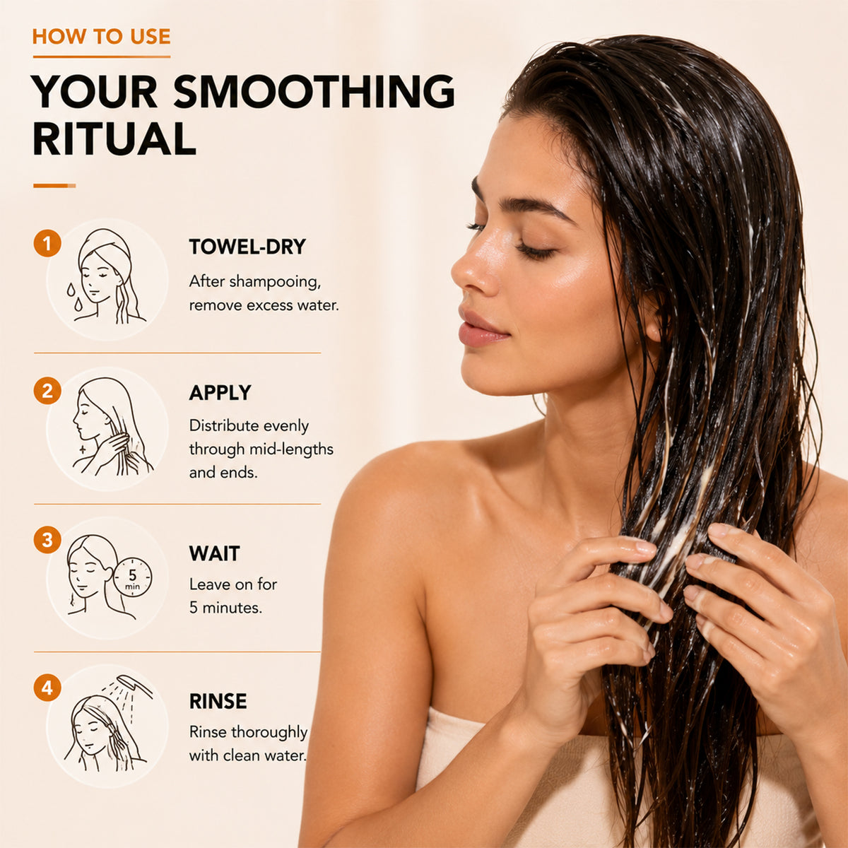 WQKQ Smooth Hair Care Hair Mask 250g – Deep Conditioning Treatment for Dry, Frizzy & Damaged Hair – with Panthenol, Hydrolyzed Keratin & Hyaluronic Acid – Soft, Smooth, Glossy Finish – For All Hair Types