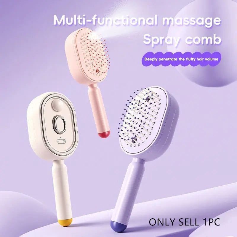 Electric Spray Massage Comb | Oil Mist Hair Care | Self-Cleaning & Anti-Static | Fluffy Smooth Hair | Anti Tangle Brush | Hair Detangling Comb | Hair Care Tool
