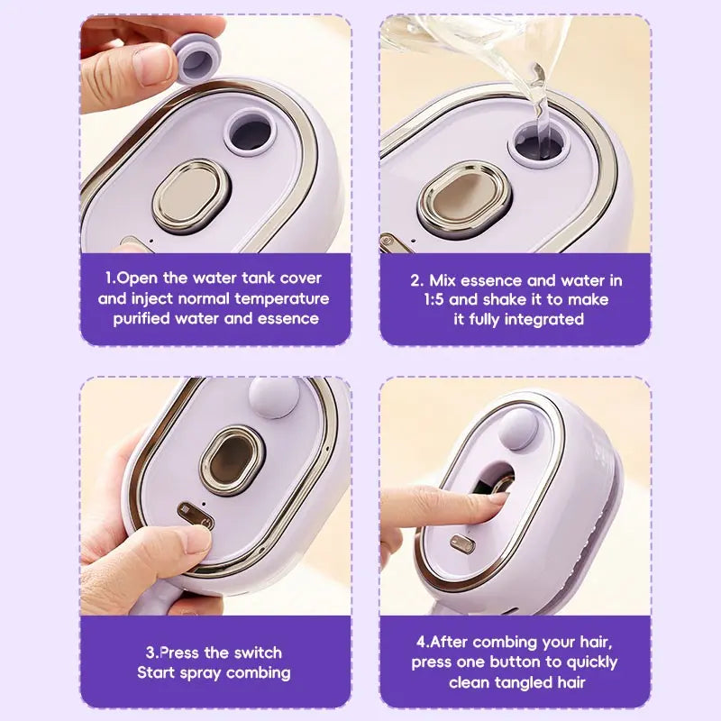 Electric Spray Massage Comb | Oil Mist Hair Care | Self-Cleaning & Anti-Static | Fluffy Smooth Hair | Anti Tangle Brush | Hair Detangling Comb | Hair Care Tool