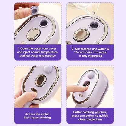 Electric Spray Massage Comb | Oil Mist Hair Care | Self-Cleaning & Anti-Static | Fluffy Smooth Hair | Anti Tangle Brush | Hair Detangling Comb | Hair Care Tool
