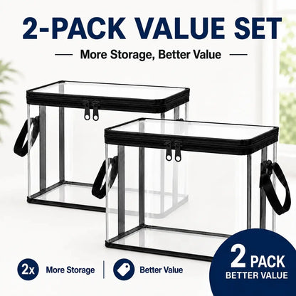 Large Clear Thick Plastic Storage Box with Hinged Lid, Heavy-Duty Durable High-Capacity Organizer for Home, Moving, Attic